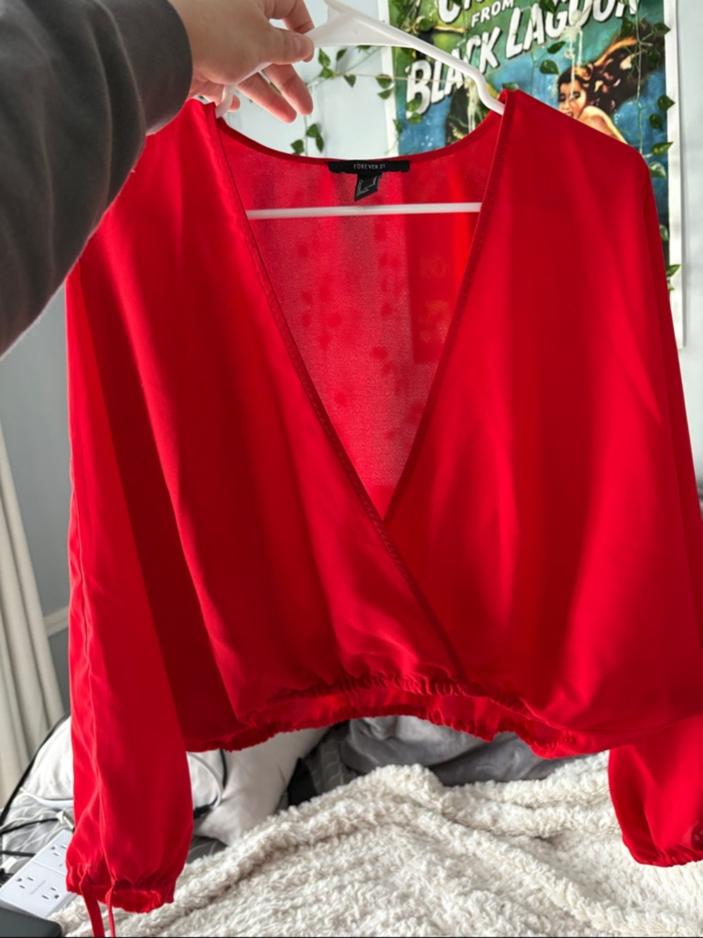 Forever 21 Red V-Neck Crop Top